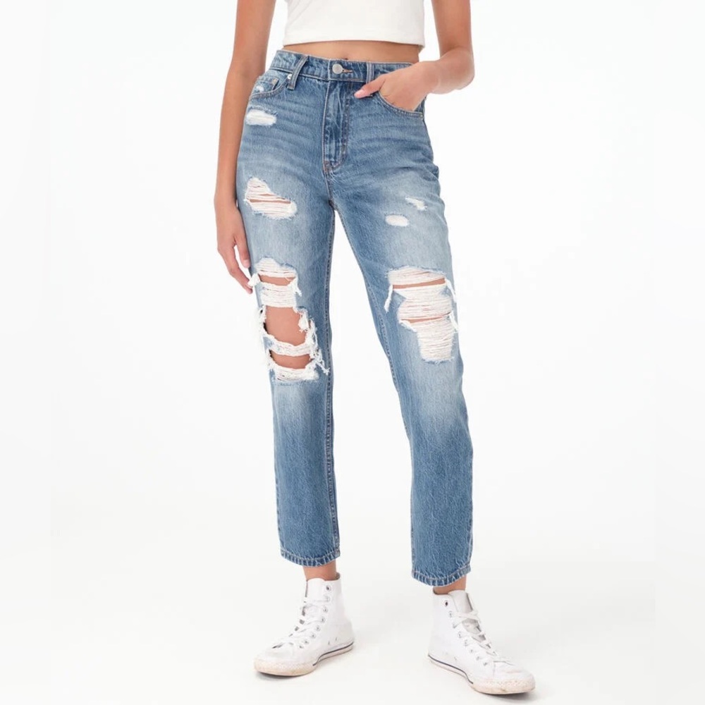 NWT Size 4 Aeropostale High-Rise Mom Jean (Medium Wash) - Picture 2 of 13